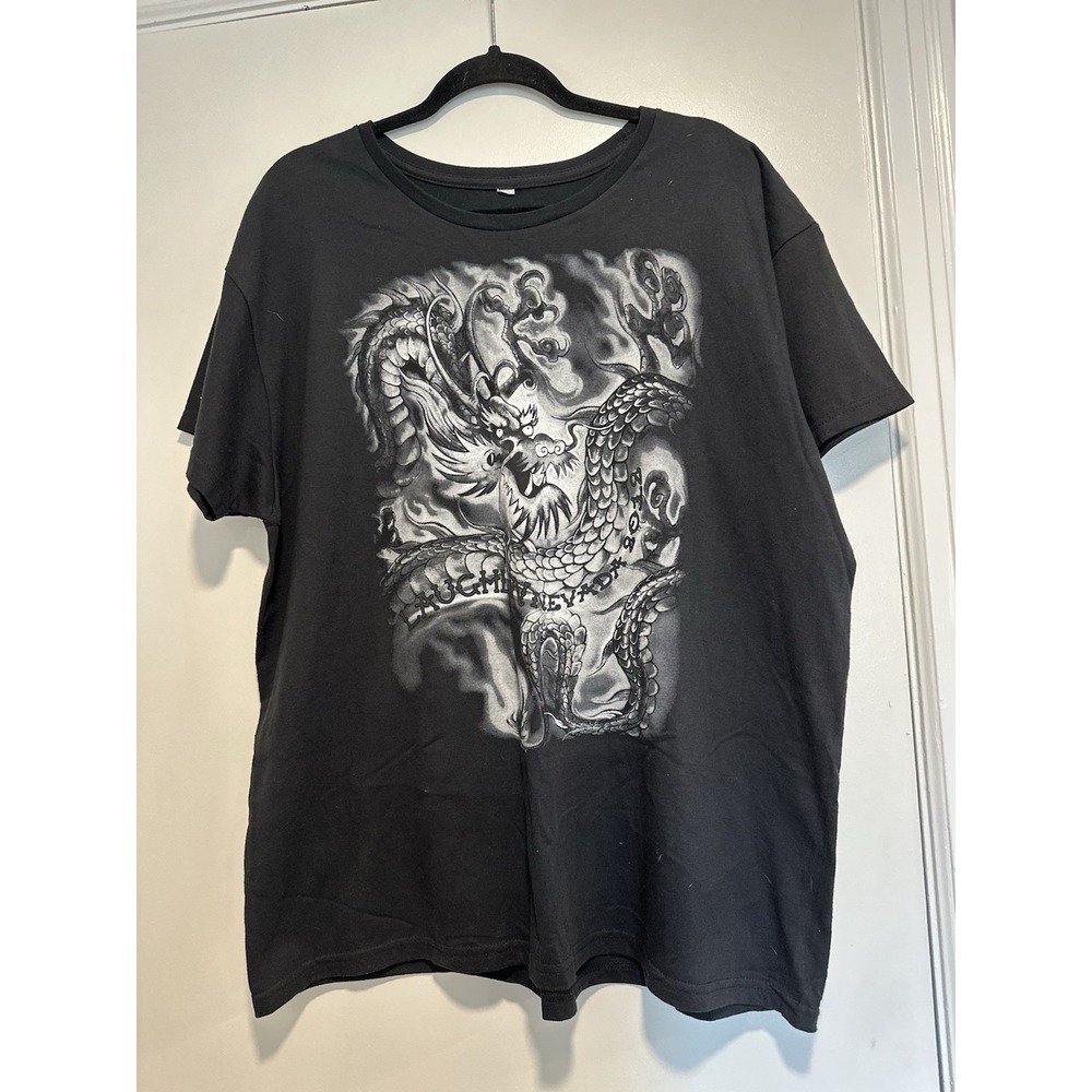 Men's Laughlin Nevada River Run 2012 Dragon Motorcycle Tattoo Black Graphic Tee